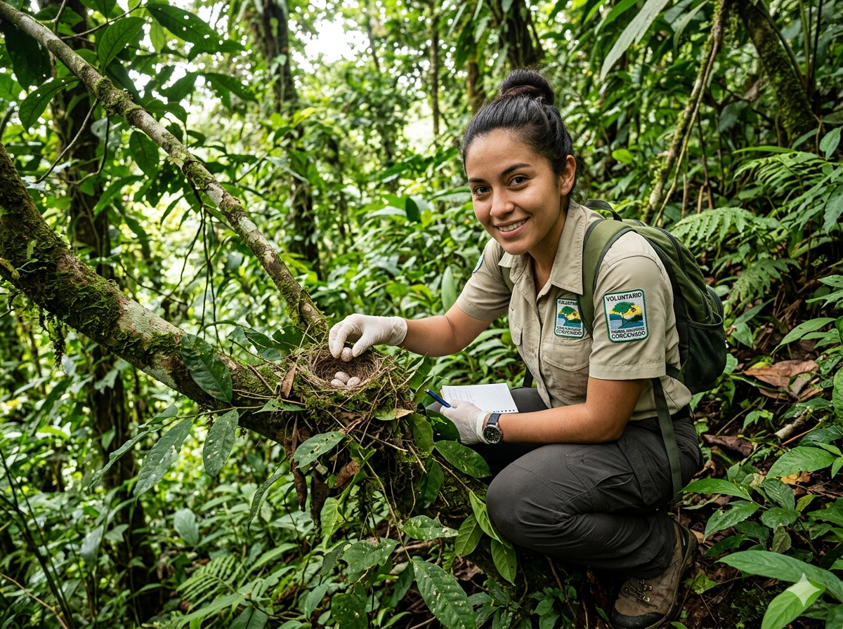 Volunteer working in field